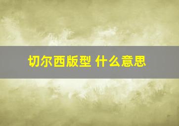 切尔西版型 什么意思